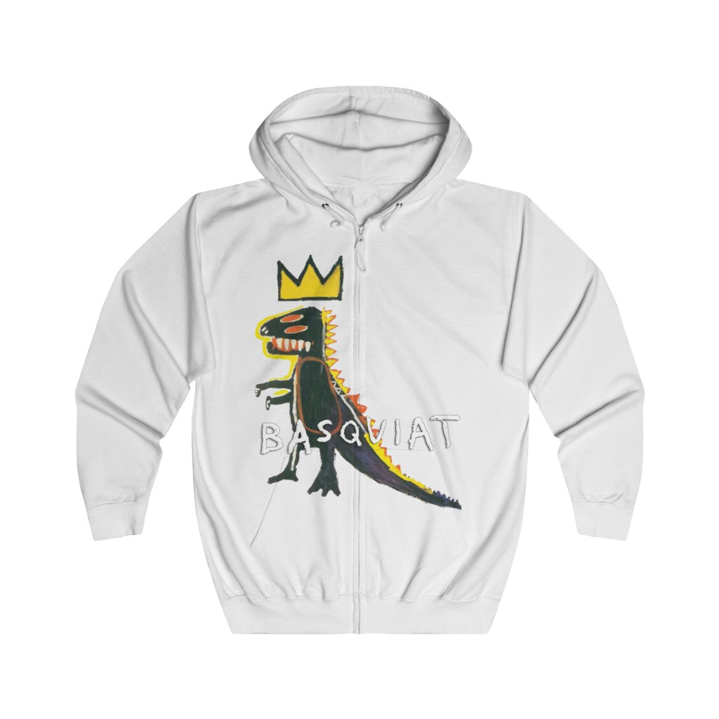 Basquiat Hoodie Adult Small Medium Tan Brown Dinosaur Crown T Rex