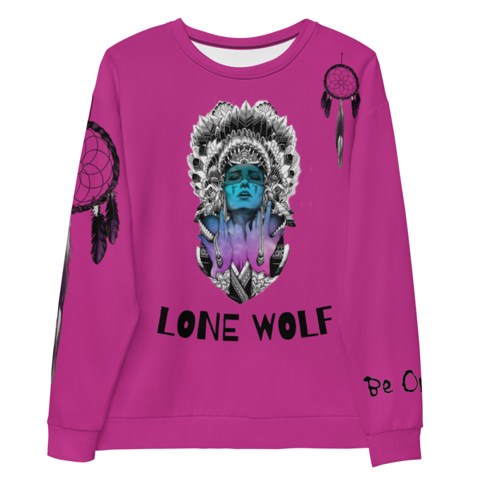 Lone Wolf (Native) | Hot Pink Sweatshirt