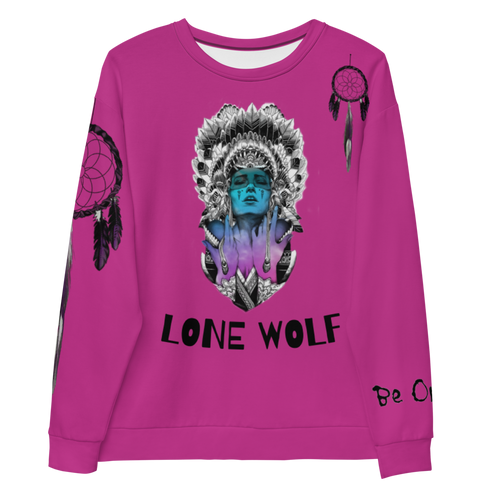 Lone Wolf (Native) | Hot Pink Sweatshirt