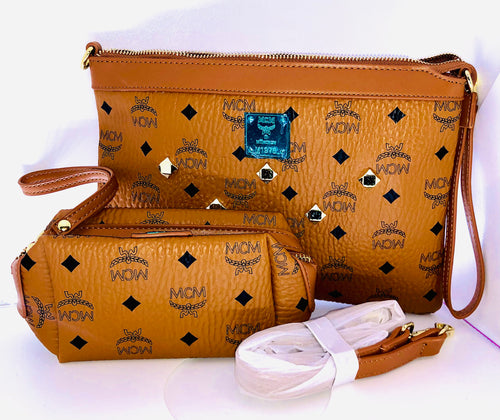 Tan MCM Crossbody and Wristlet