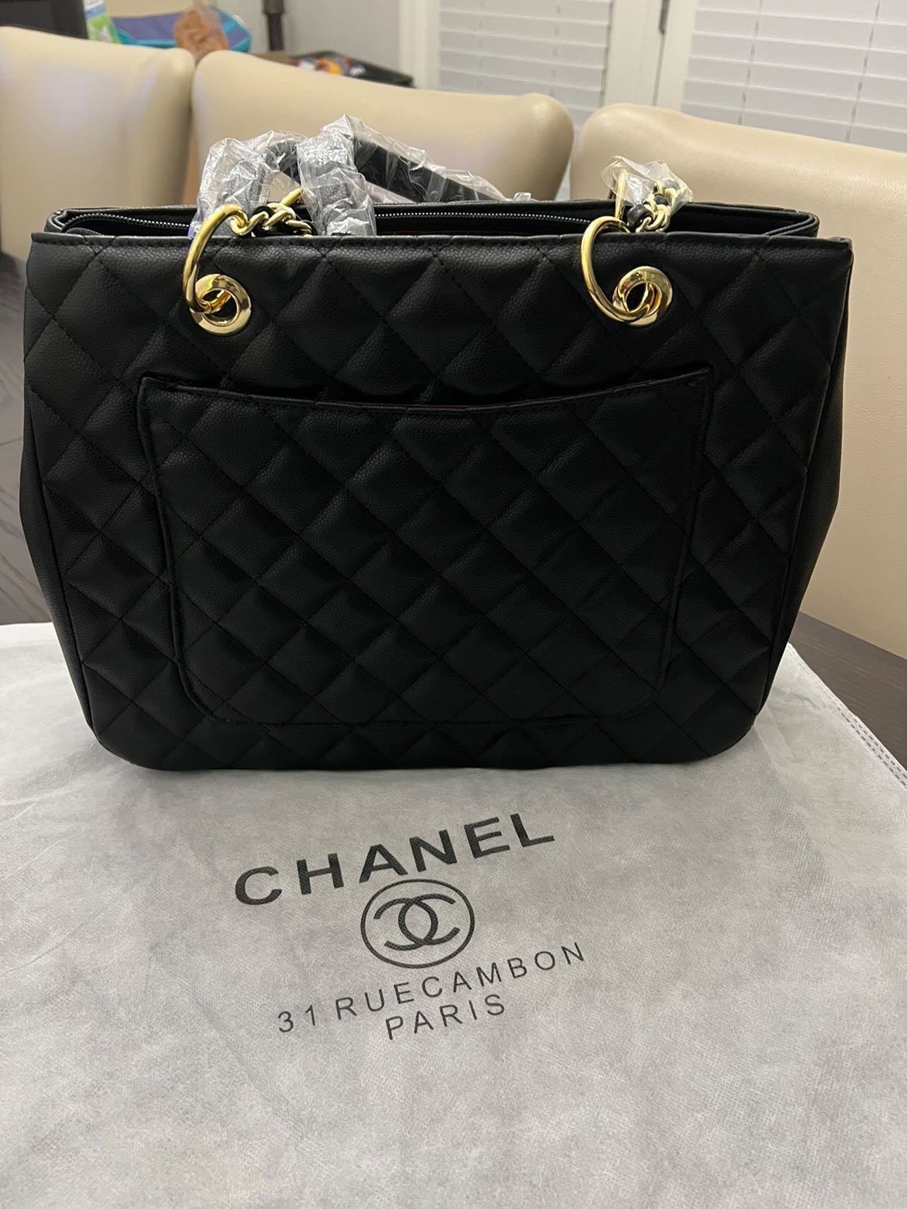 Classic Chanel Black Leather Tote Satchel w/ Clutch Purse – Rags 2