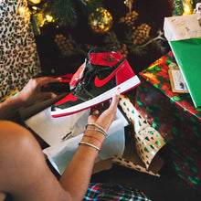 Load image into Gallery viewer, “Bred” Patent Leather Jordan 1s
