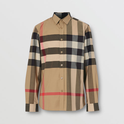 Burberry Poplin Check Stretch Shirt